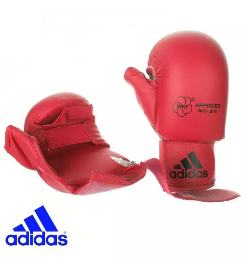 Перчатки для карате Adidas с лицензией WKF с защитой большого пальца (661.23, синие)