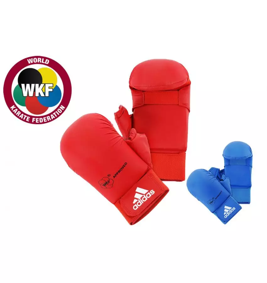 Перчатки для карате Adidas с лицензией WKF с защитой большого пальца (661.23, синие)