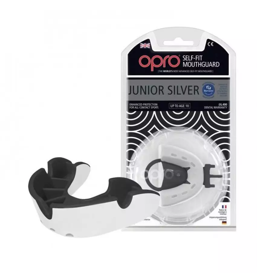 купить Капа подростковая OPRO Silver. Цвет белый, черный. Капа подростковая OPRO Silver. Цвет белый, черный.