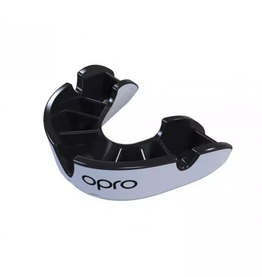 купить Капа подростковая OPRO Silver. Цвет белый, черный. Капа подростковая OPRO Silver. Цвет белый, черный.