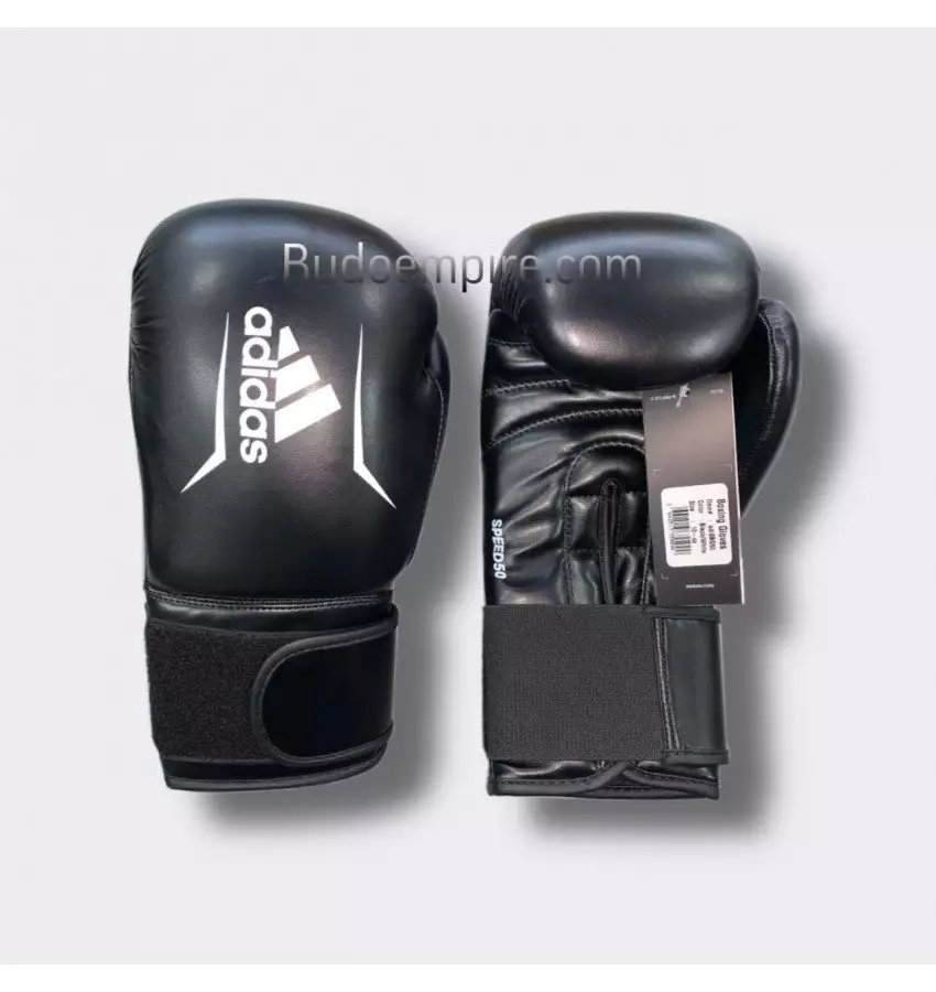 Боксерские перчатки Adidas Speed 50 (черное/белые, ADISBG50)