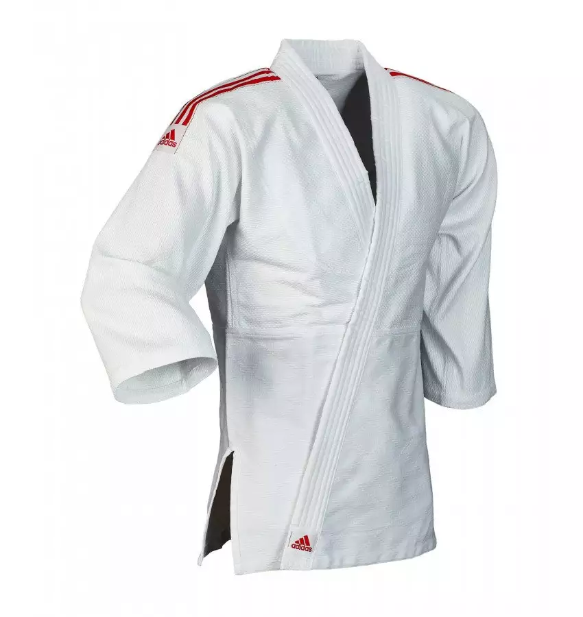 Кимоно для дзюдо Adidas Club J350 Junior | Цвет белый, красные полосы