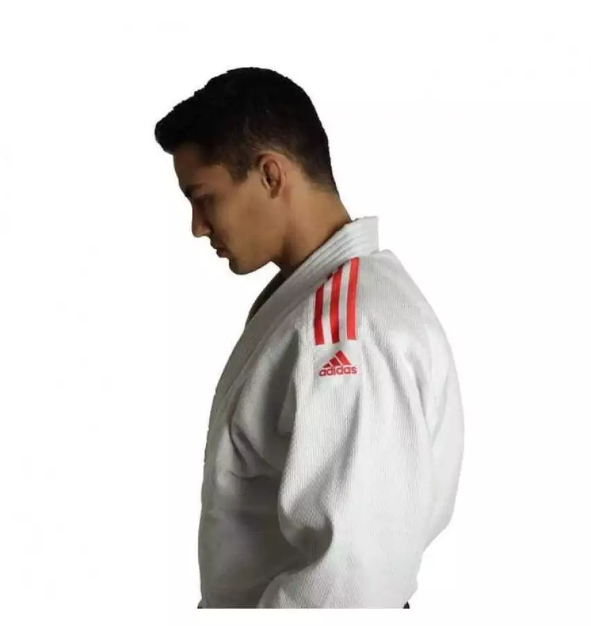 Кимоно для дзюдо Adidas Club J350 Junior | Цвет белый, красные полосы