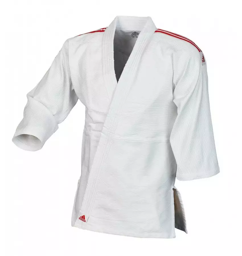 Кимоно для дзюдо Adidas Club J350 Junior | Цвет белый, красные полосы