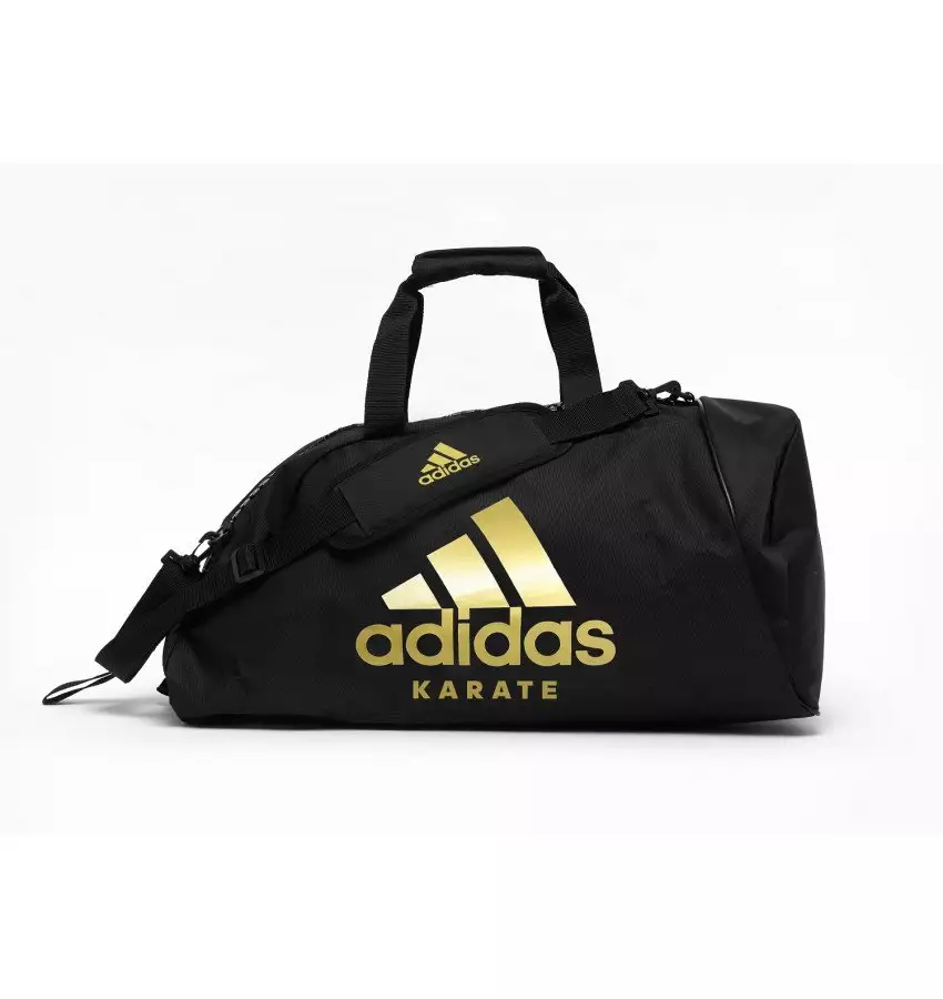 Сумка-рюкзак (2 в 1) Adidas. Цвет черный, золотой логотип. Материал 600D полиэстр. Логотип Karate