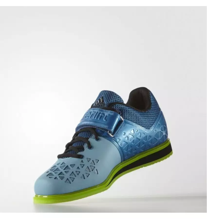 Buy Штангетки Adidas Powerlift 3 | Цвет голубой с зеленой подошвой Штангетки Adidas Powerlift 3 | Цвет голубой с зеленой подошвой